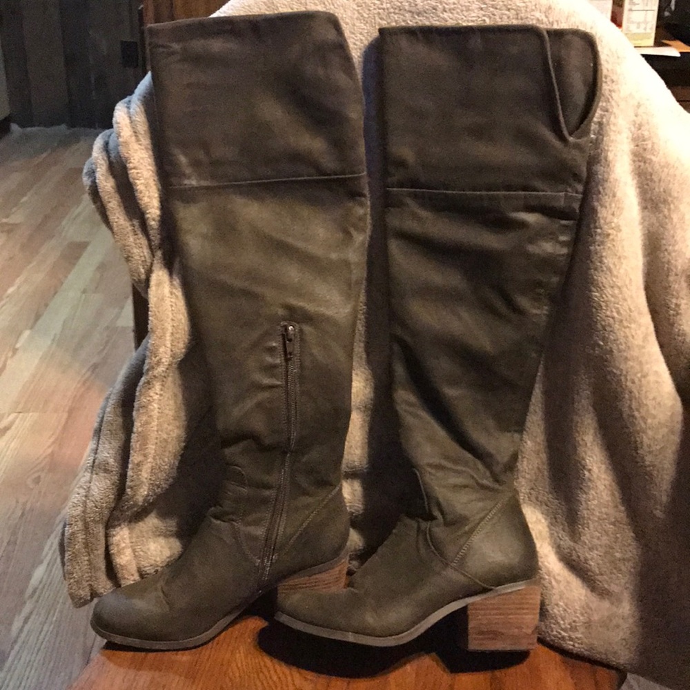 Dark brown over the knee boots